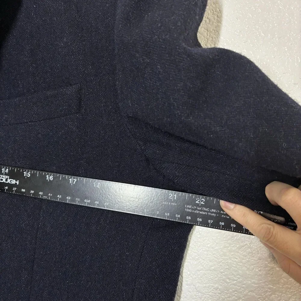 Massimo Dutti Sport Coat Blazer Mens 44 Blue Extrafine Wool Herringbone Tweed